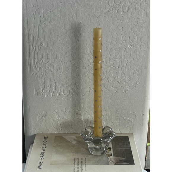 Heisey Crystolite Candle Block Candlestick Holder Set of 2 Flowers Heavy - Picture 2 of 7